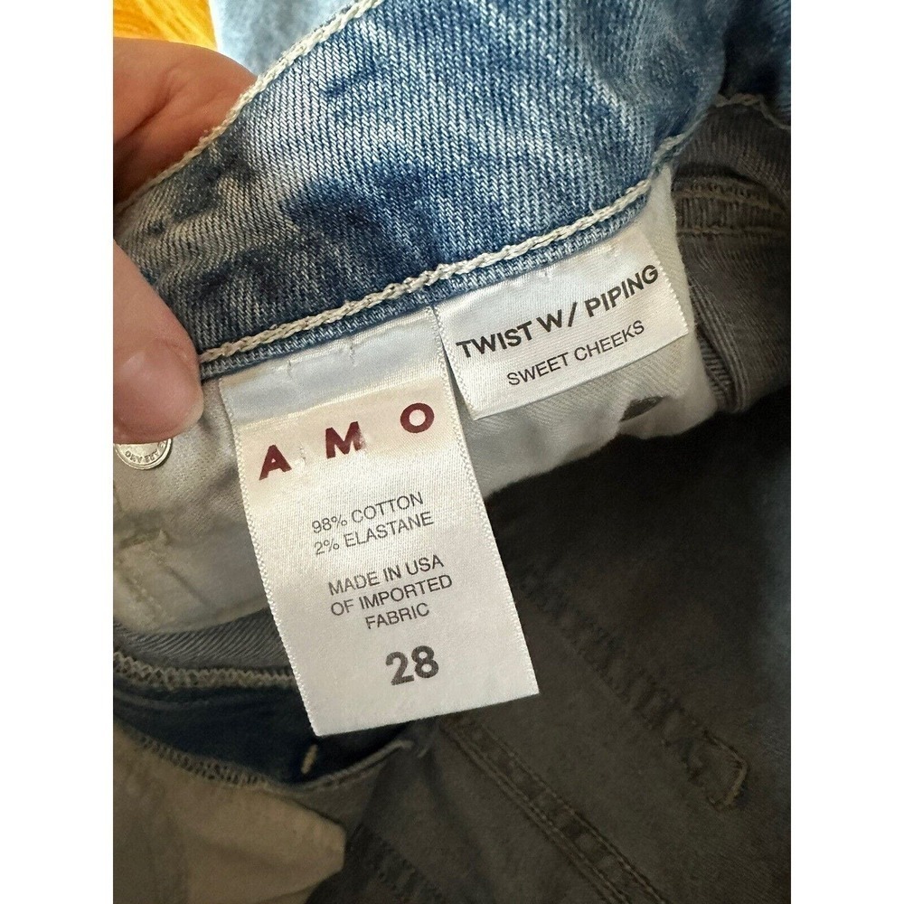 AMO Jeans Size 30/26 Twist Sweet Cheeks Cropped Piping Velvet Stripe Split Hem‍ - Picture 13 of 13